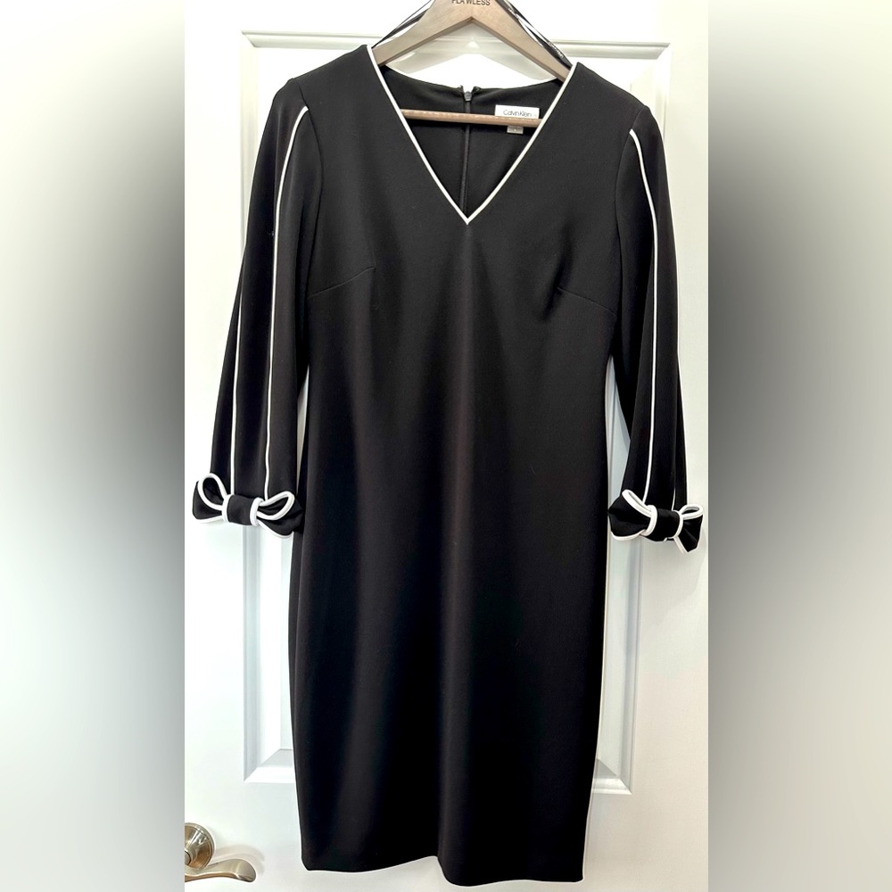 Calvin Klein Sheath Dress with Bow Sleeve Detail